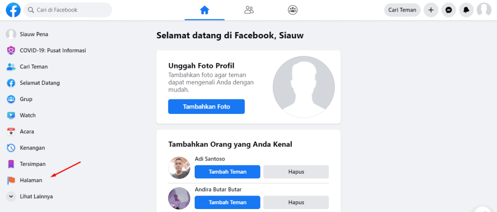halaman facebook