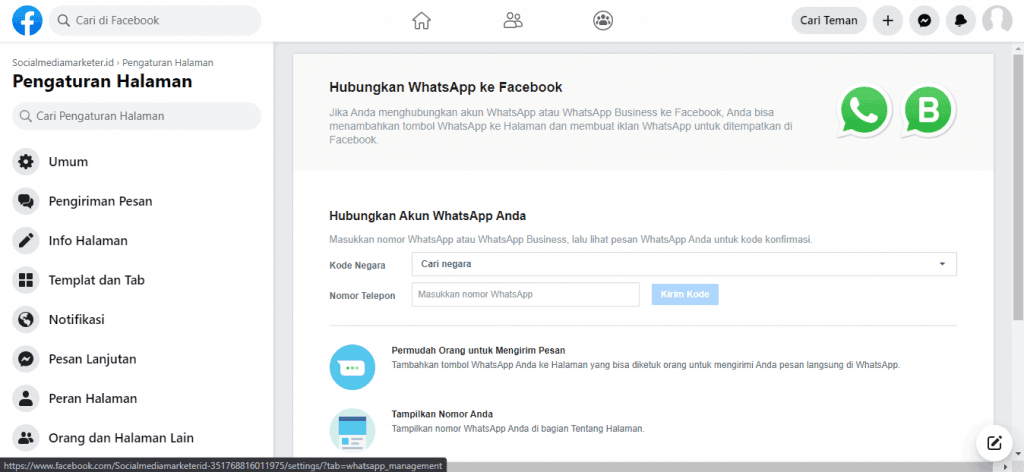 setting halaman facebook