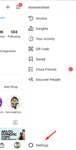 instagram setting