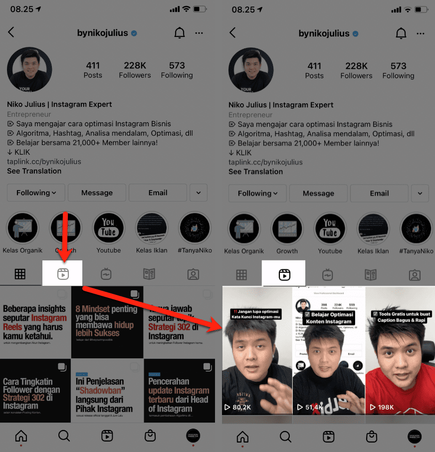 tampilan instagram reels