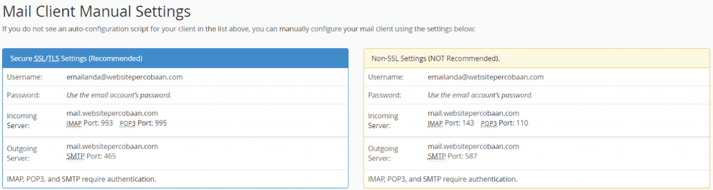 cek smtp pop3