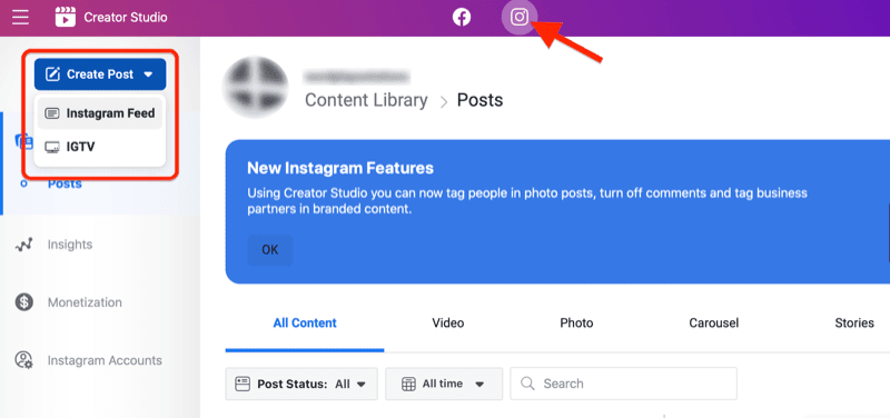 create instagram post in creator studio step 1 800 1
