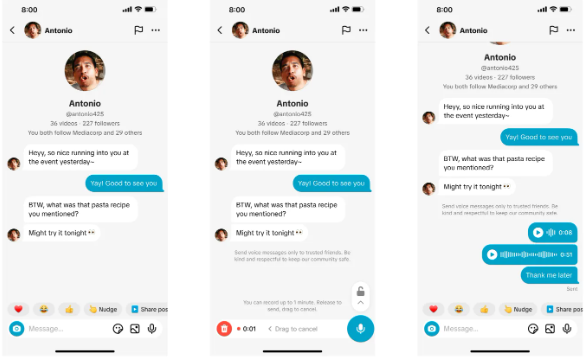 Tiktok Kini Bisa Kirim Voice Notes dan Gambar di Direct Message