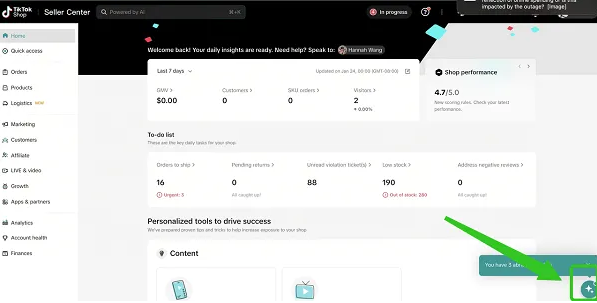tiktok shop rillis akses chatboit